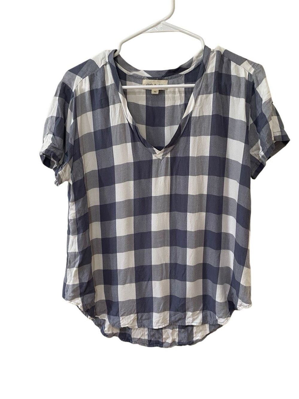 CLOTH & STONE WOMEN’S PLAID V-NECK WOVEN TOP